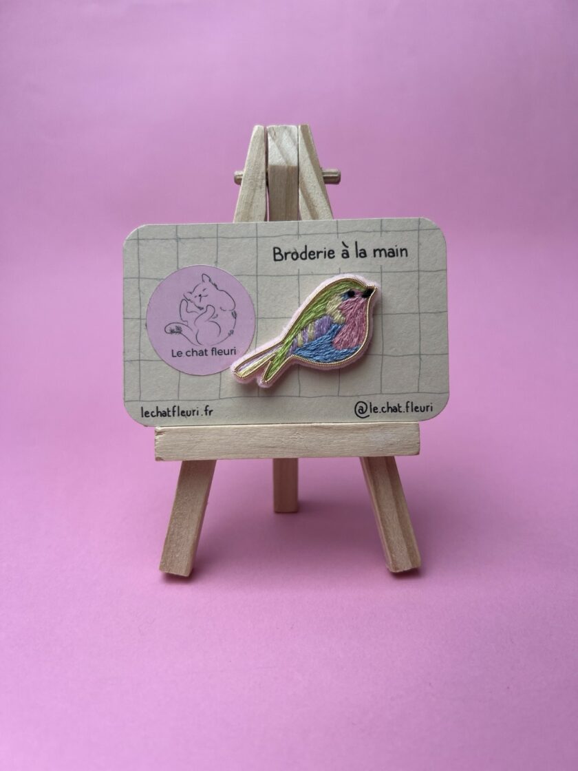 broche oiseau pastel