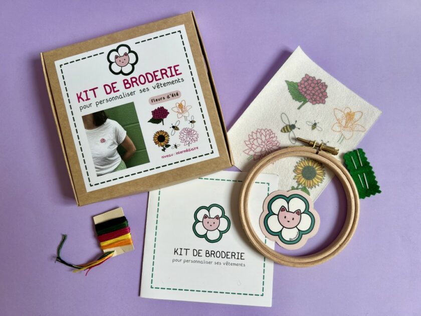 Kit de broderie fleurs d'été - matériel