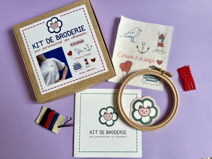 Kit broderie motifs plage + matériel
